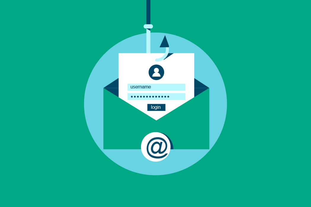 Email security illustration showing a locked Gmail account and verification prompt