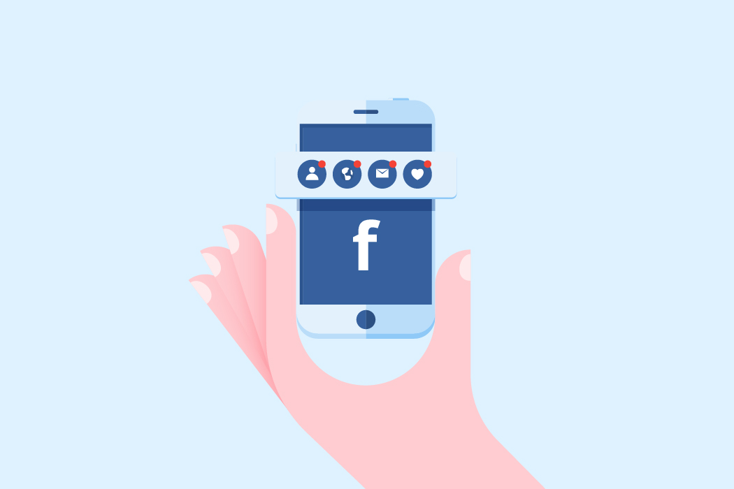 Illustration with a Facebook icon representing facebook login issues caused by passwords, verification codes, account locks, service outages, and device problems.