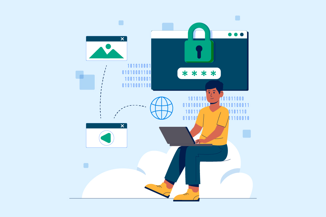 Illustration showing secure login and account recovery process for TikTok password reset issues
