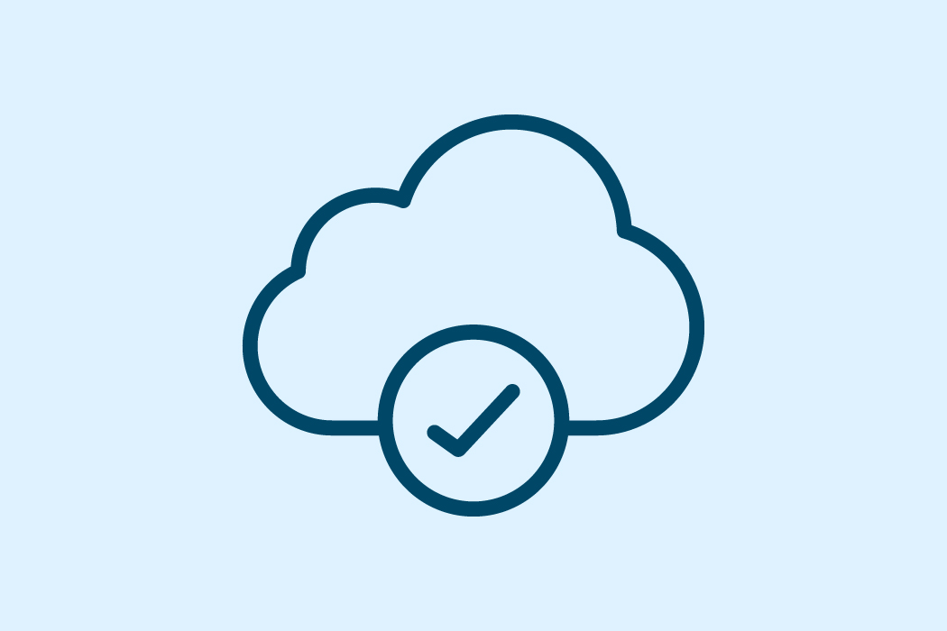 Cloud icon with a checkmark representing successful iCloud connection and sync status