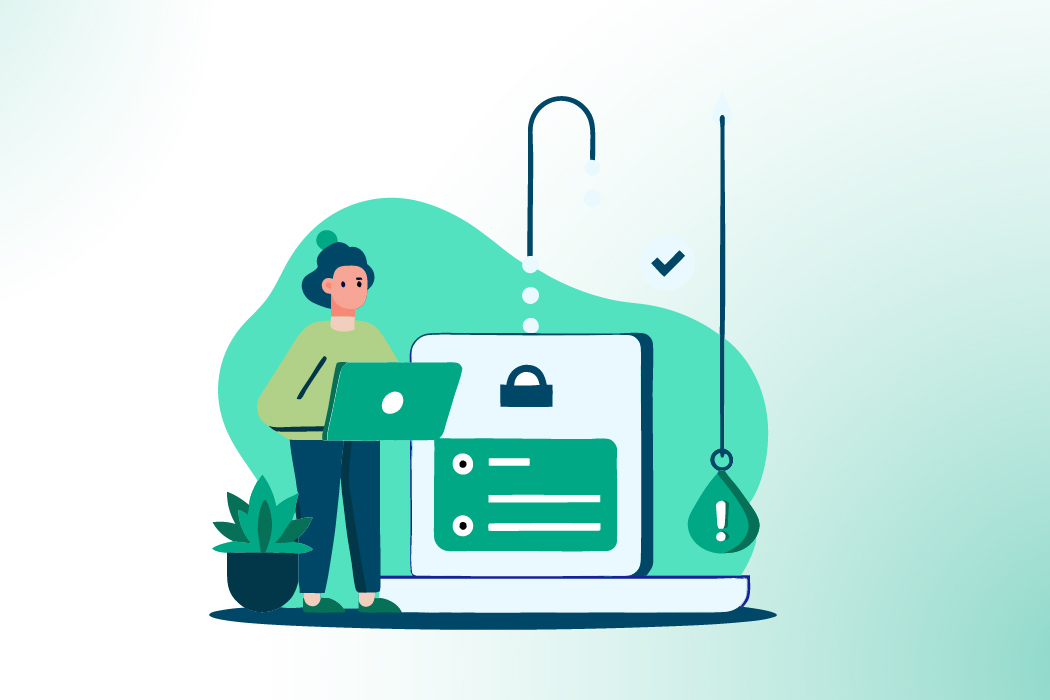 Password not accepted phishing account security concept showing user with locked login screen and warning