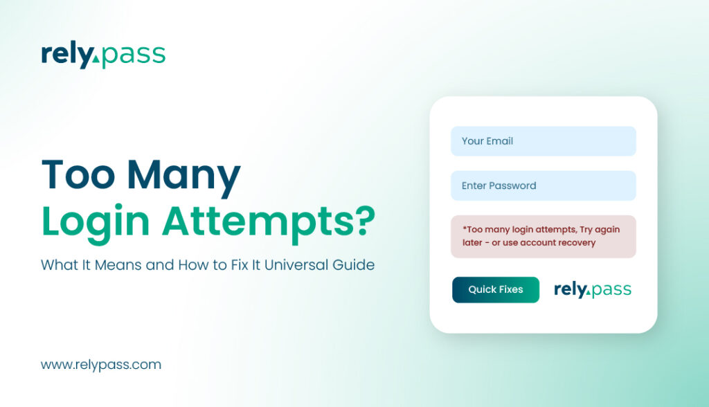 Too many login attempts error on a login screen with account lockout message and quick fix options