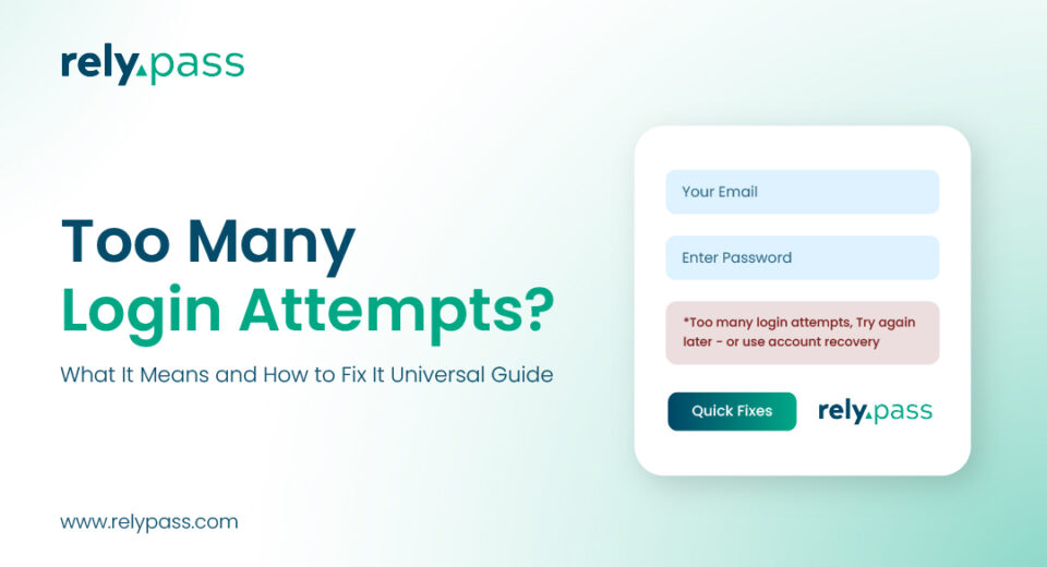 Too many login attempts error on a login screen with account lockout message and quick fix options