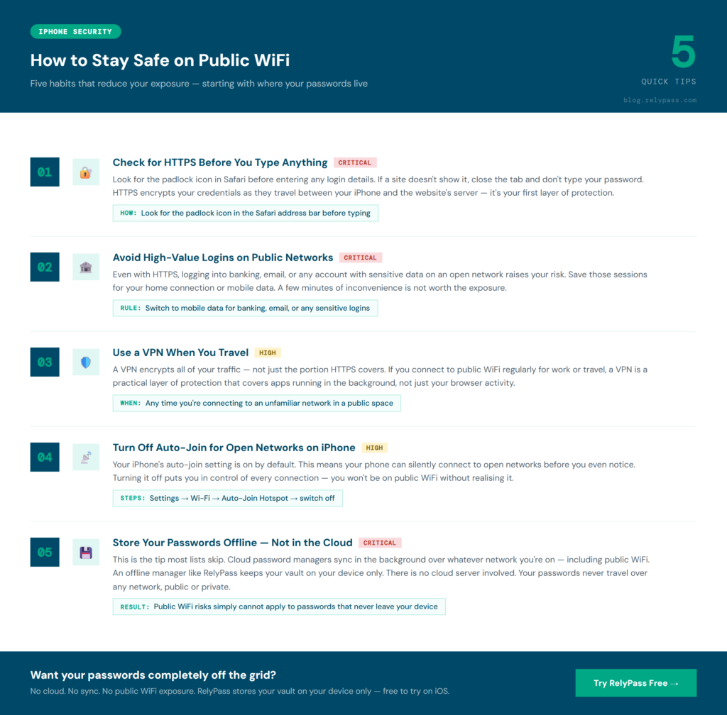 five habits to protect your iPhone passwords and credentials when connected to a public network
